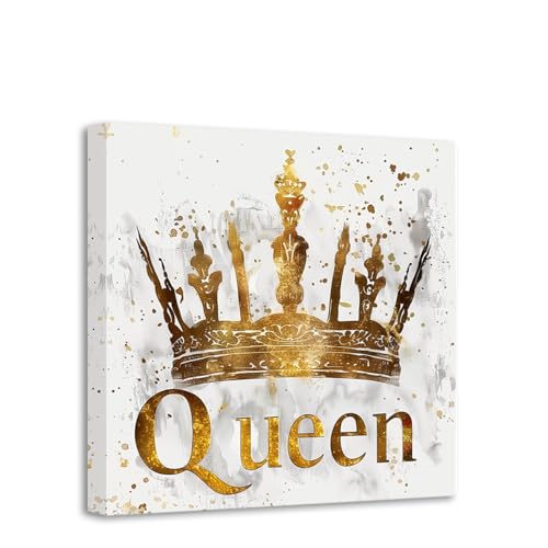 PBXBJY Crown Canvas Wall Art Gold Queen