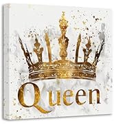 PBXBJY Crown Canvas Wall Art Gold Queen Pictures Golden Crown Painting Print Modern Abstract Gold...