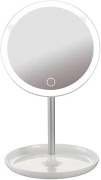Infomax Touch LED Lighted Makeup Mirror | USB Connected, Adjustable Brightness, Desktop and Portable, Round Design - WHITE