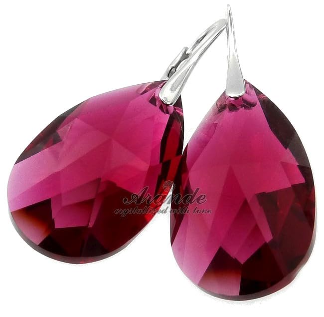 Boucles d'oreilles Bordo Crystals argent 925 un cadeau d'anniversaire inoubliable Arande