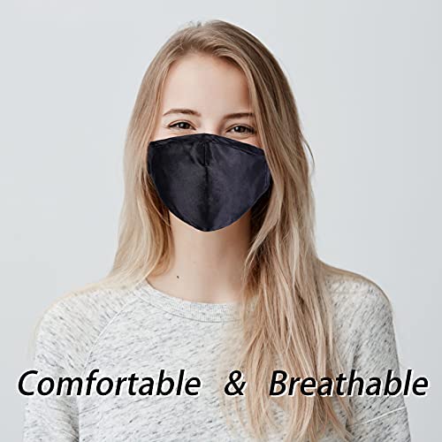 YUESUO Máscara facial de seda reutilizável para homens e mulheres cetim preto rosa bonito design res