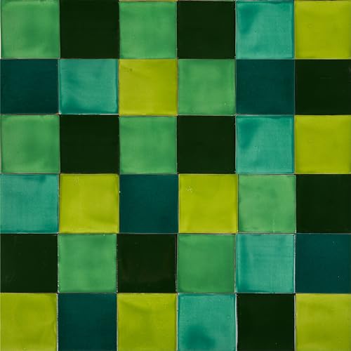 Cerames Lot de 30 carreaux de mosaïque verts, couleur unie en carreaux de céramique mexicains, Mexique, pour cuisine, salle de bain, douche, crédence de cuisine - 10,5 x 10,5 cm