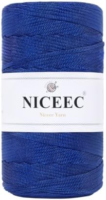 NICEEC Flat Ribbon Cord Gloosy Yarn Total 328yds-23#Royal Blue