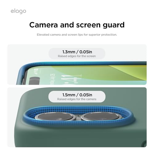 Image of elago Compatible with iPhone 16 Case, Premium Liquid Silicone Case, Full Body Protective Cover, Shockproof, Slim Phone Case, Anti-Scratch Soft Microfiber Lining, 6.1 inch (Midnight Green)