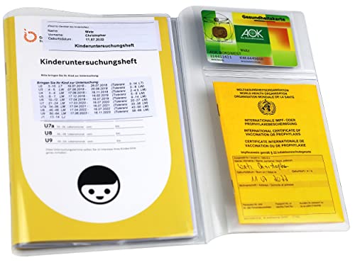 OLGS Protège-carnet de santé transparent en 3 parties - Protège-cahier pour enfant - En plastique - Avec compartiment pour carnet de vaccination - Pour bébé et enfant - 1 pièce Cover