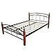 Homestyle4u 604, Metal Lit Double Lit Métallique 160 x 200 avec Sommier Noir Bois Brun
