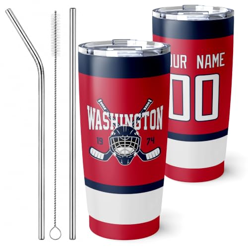 Image of ANTKING Washington Tumbler 20oz Custom Name Number Travel Mug Gifts | Stainless Steel Insulated Coffee Cup for Men Women