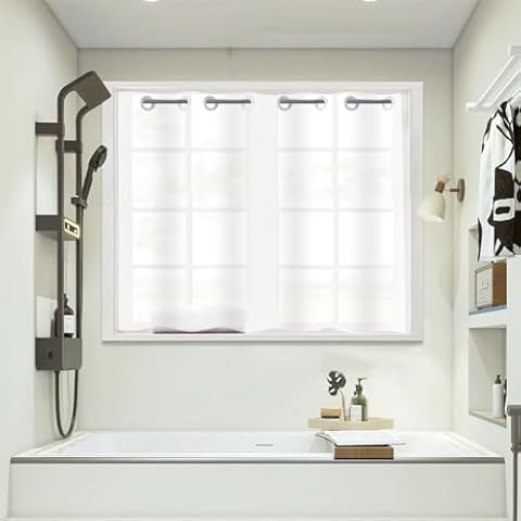 YISURE Frosted PEVA Shower Curtain with Hooks Cover