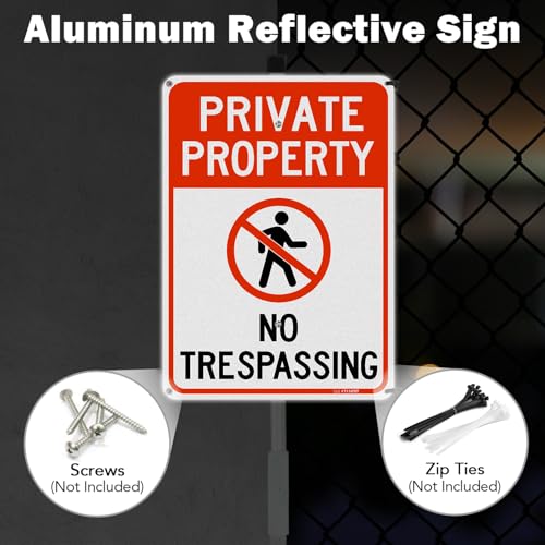 Panneaux No Trespassing extérieur aluminium rigide imperméable avec piquet de 137cm - 5