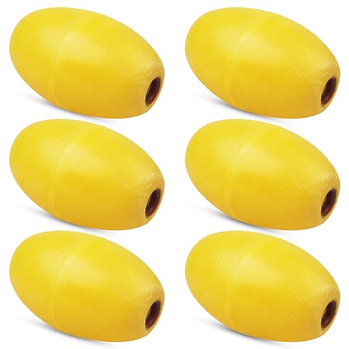 SILANON Rope Floats Marine Buoy Floats,4/6pcs Crab Trap Floats Buoy Fishing Marker Buoys Oval Water Floats Ski Rope Floats for Boats Pool Kayak Crabbing Trail Dock,Yellow
