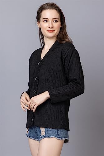 Image of Wear lusso Women Sweater for Winter Woolen Acrylic Full Sleeves V Neck Stylish Design Cardigan Girls /Ladies