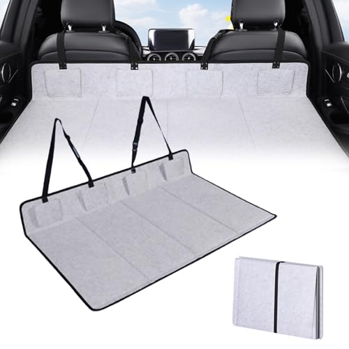 Mocoli Auto Rücksitz Brücke, Verlängerung mit Schondecke für Hunde, Faltbar für Die Meisten Autos SUV in Hellgrau 125x55x2cm