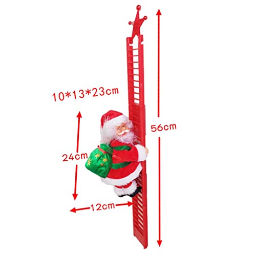 Papai Noel escalando na escada com luzes LED na parte de trás e música pendurado enfeite de natal de