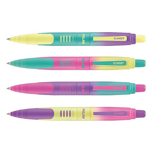 BOLÍGRAFO MILÁN COMPACT SUNSET TINTA AZUL PUNTA 1MM COLORES SURTIDOS 14.1*1.7CM