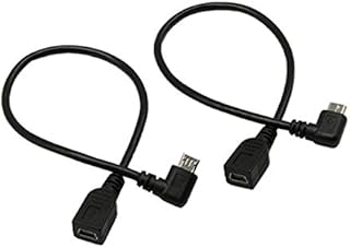 CERRXIAN mini USB żeńskie na mikro USB gięcie lewe i prawe (22 cm) do transmisji danych i ładowania (1 para)