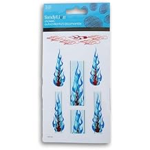 Blue Flame Derby Car Stickers - Fire Decals -1 Sheet - 7 Pieces