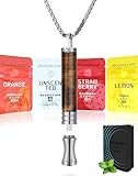 ePicsoa Rauchentwöhnung Hilfsmittel Kette + 12 Nikotinfreie Filter(Erdbeere+Zitrone+Orange+Geschmacksneutral), Raucherentwöhnungspfeife mit Atemwiderstand, mit Echtem Rauchgefühl (Tigerauge)