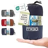 MIQIO 2en1 Saco de Dormir Ligero de Algodón, Saco Sábana Ligera y Sábana de Viaje, Tamaño XL, Sabana Saco de Dormir pequeña y Compacto con Compartimiento de Almohada (Azul, Cremallera Izquierda)