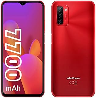 Ulefone Mobile Phones SIM Free Unlocked, Note 12P Android Phone, 7700mAh Large Battery, 6.82 inch Display, 3-Card Slots Design, 64GB, 4GB RAM, Android 11 Smartphone, 4G Dual SIM Unlocked, Red