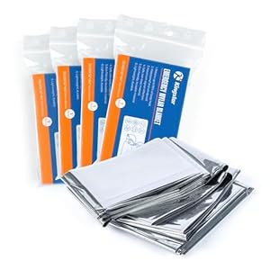 Emergency Blankets (4 Packs, 84″ L x 52″ W) Mylar Thermal Blankets for Survival and Protection,Space Blanket Survival Kits Camping Blanket, Ideal for Outdoors, Hiking, Survival, Marathons
