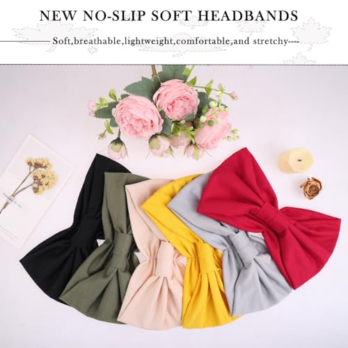Image of Kachanaa 6 Packs New Wide Headbands for Women,Non-Slip Thick Soft Elastic Bandeau Hair Bands Yoga Workout Running Sweat Makeup Hair Wraps Hair Accessories