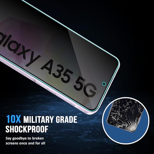 Image of FIRST MART Privacy Tempered Glass for Samsung Galaxy A35, Galaxy M35 & Samsung A55 with Cable Guard & Installation Kit | Anti-Spy 9H Screen Protector, Edge-to-Edge, Case-Friendly | Black