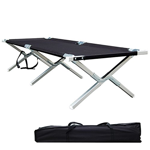 Shaddock Fishing Portable Folding Camping Cot Military Grade Aluminum Frame Perfect for Base Camp, Camping and Hunting with Free Zippered Storage Bag - Test 400 lbs Weight Capacity