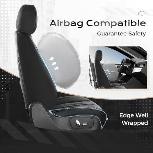 Image of Coverado Car Seat Covers Full Set, Seat Covers for Cars, Front Seat Covers and Back Seat Cover Waterproof Leather Automotive Seat Cover, Universal Car Interior Protectors Cushion for Most Cars