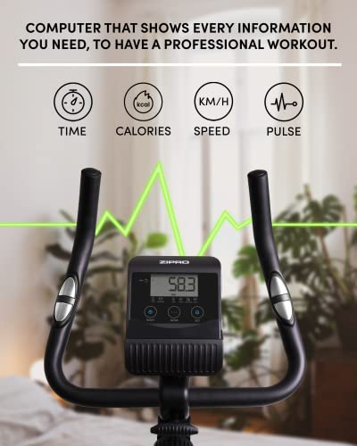 Zipro Hometrainer, ergometer, fitnessbikes, magnetische fietstrainer, ergometer fiets tot 120 kg, indoor fiets, trainingsfiets voor thuis, fiets-gometer, werkt op batterijen - Afbeelding 6