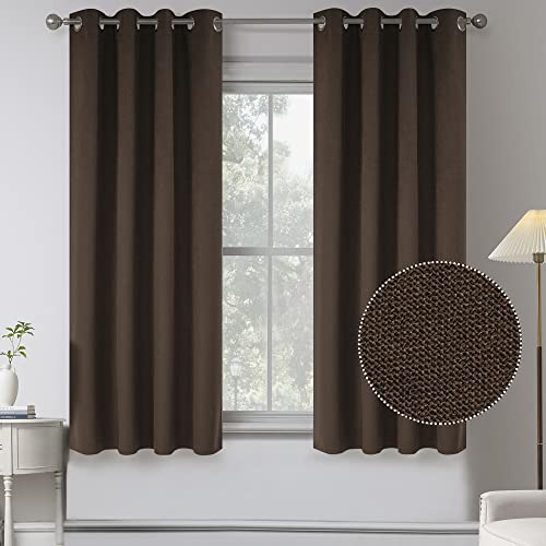 2 Panels 100% Blackout Flax Linen Curtain Drapes for Short