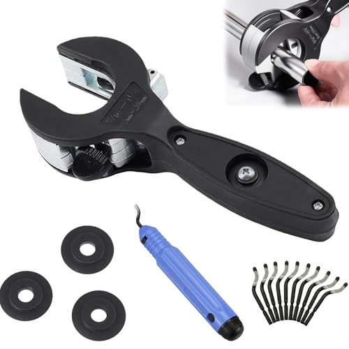 Goedch Cortador De Tubos 8-29mm: Juego De Cortador De Tubos Con Mecanismo De Trinquete Que Incluye 1 Cortador De Trinquete, 3 Cuchillas, Cuchilla De Recorte Y 10 Cabezas De Recorte, Cortador De Tubos