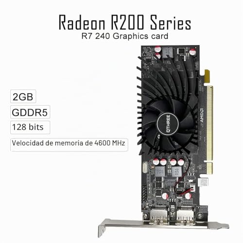 Miniatura 2 de Qthree Radeon R7 240 Tarjeta Grafica, 2gb, Gddr5, 128-Bit, 2 Hdmi, Pci-Express X8 3.0, Tarjeta De Vídeo Para Pc