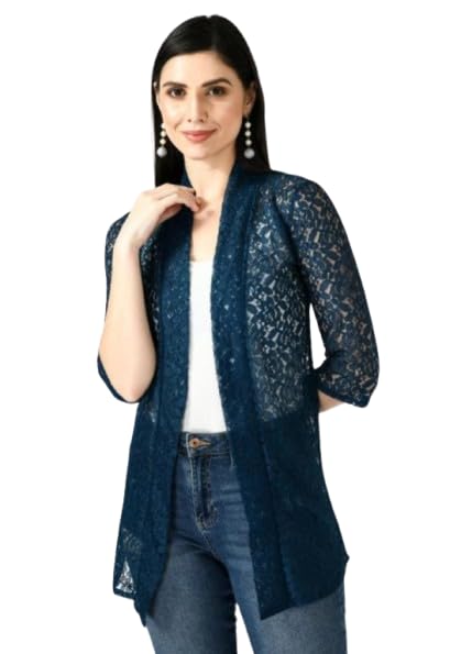 rayware Women's Stylish Net Half Sleeve Long Shrug-picture-10