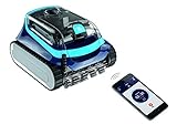 Intelligenter Bodenreiniger für alle Pooltypen bis 10 x 5 m, geeignet für alle Auskleidungsarten. Kabellänge: 15 m. Zwei Zyklen: nur Boden (1h30) und Boden/Wände/Wasserstandslinie (2h30)