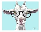 HIPPIE HOUND STUDIOS Goat Art Print - Goat Decor - Goat with Glasses Art - Gifts for Goat Lovers - Cute Goat Print - Goat Gifts - Goat Wall Art - Goat Art from Lee Keller
