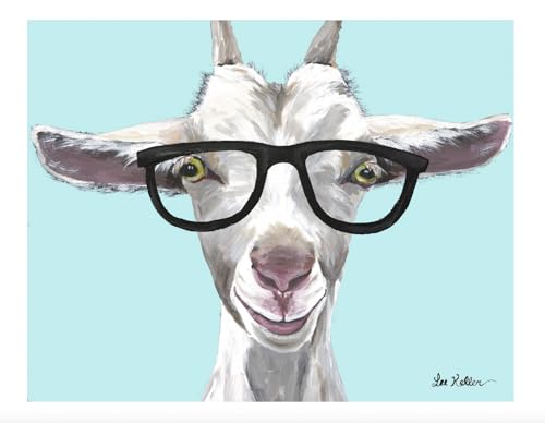 HIPPIE HOUND STUDIOS Goat Art Print - Goat Decor - Goat with Glasses Art - Gifts for Goat Lovers - Cute Goat Print - Goat Gifts - Goat Wall Art - Goat Art from Lee Keller