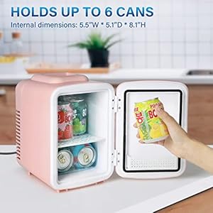 Simple Deluxe Mini Fridge, 4L/6 Can Portable Cooler & Warmer Freon-Free Small Refrigerator Provide Compact Storage for Skincare, Beverage, Food, Cosmetics, 4 L, Pink Simple Deluxe Mini Fridge 4L6 Can Portable Cooler Warmer Freon Free Small Refrigerator Provide Compact Storage for Skincare Beverage Food Cosmetics 4 L Pink