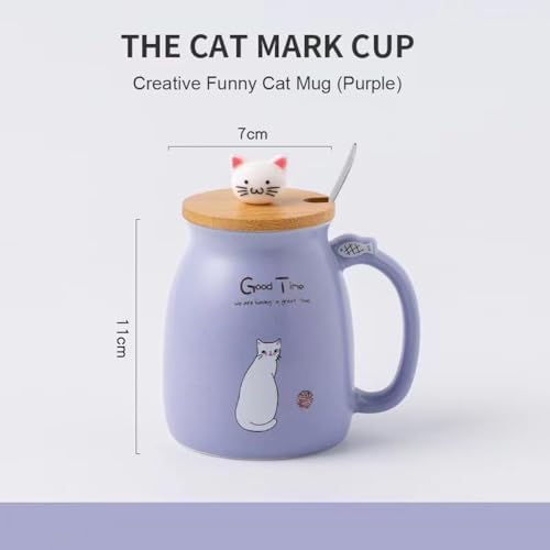 Image of Coffee Mug, Gift for Woman, Birthday Present for Girlfriend, Present for Wife Birthday, Mugs for Present, Holi Gifts, Panda Mug with Lid & Spoon (Purple Good Time)