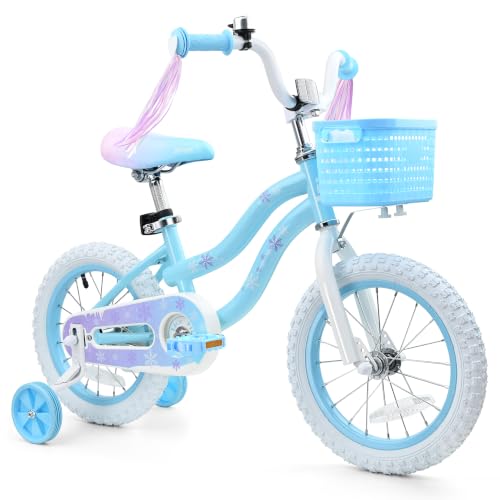 Image of bicystar Girls Bike Ages 2-8, 12-18 Inch with Training Wheels, Pink /Blue