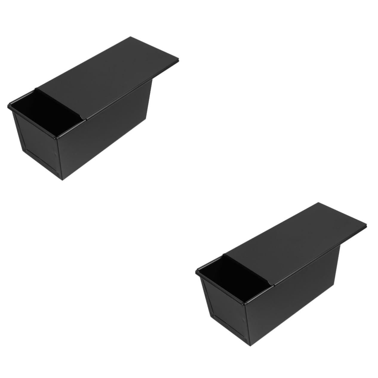 2 Moldes Deslizantes Para Pan Tostado Antiadherentes De Aluminio Con Tapa De Hierro Negro