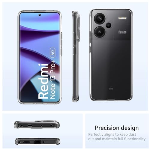 Image of KAPAVER Hybrid Crystal Clear Back Cover Case for Redmi Note 13 Pro Plus| Protective Shockproof Hard PC Soft Flexible TPU Cover