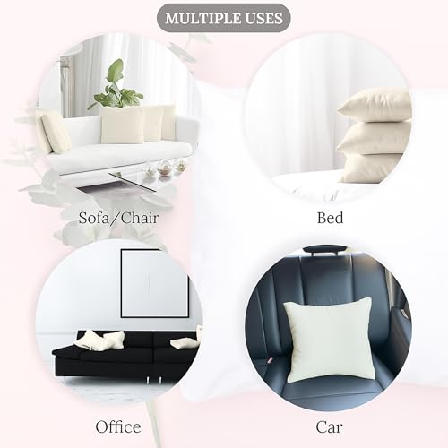 Image of Premium Polyester Fiber Cushion Fillers - Pack of 5 Pcs | 18 x 18 Inches | Ivory | Cushions for Sofa, Bed, Decorative Pillow, Pillow for Support