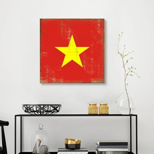 Lienzo vintage de la bandera de Vietnam de 50x50 cm, el regalo de inauguración de casa ideal 4