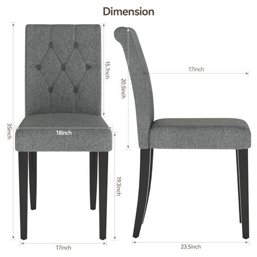 image for Welzona Upholstered Dining Chairs Set of 4, Button Tufted Parsons Dini
