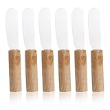 XENQITO 6 Pezzi Coltelli da Burro in Acciaio Inox, Piccoli Coltelli da Formaggio con Manico in Legno, Coltelli da Cucina da Spalmare per Snack Marmellata Pane Panna Burro Formaggio Cremoso