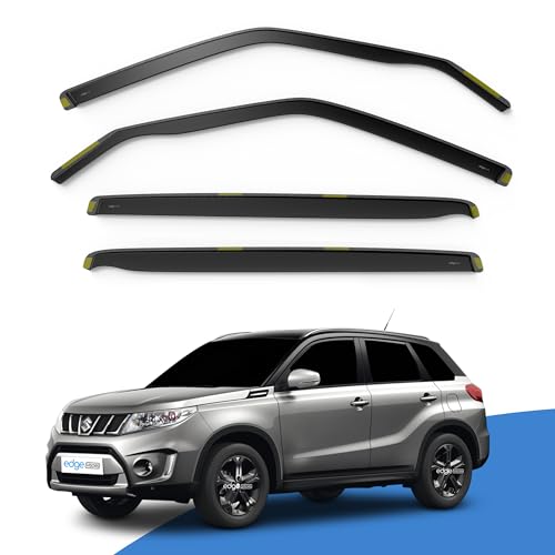 EdgeVisors Wind Deflectors | Fits: SUZUKI VITARA MK2 (2014-onwards) 5 Door SUV 4pc Set | In-Channel Rain Guards for Wind, Rain & Sun Protection, Easy Installation - Tinted EdgeVisors Wind Deflectors | Fits: SUZUKI VITARA MK2 (2014-onwards) 5 Door SUV 4pc Set | In-Channel Rain Guards for Wind, Rain & Sun Protection, Easy Installation - Tinted