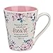 Trust In The Lord Proverbs Coffee Cup for Women - Inspirational Coffee Cup with Proverbs 3:5 Bible Verse in Plum Floral (13-Ounce Ceramic)