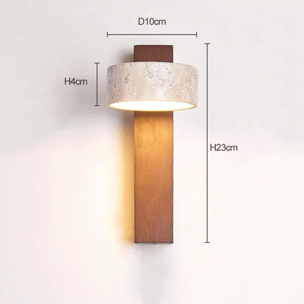 Lampa ścienna LED w stylu Wabi Sbai, z żółtego trawertynu, 9W 3000K, idealna do sypialni.