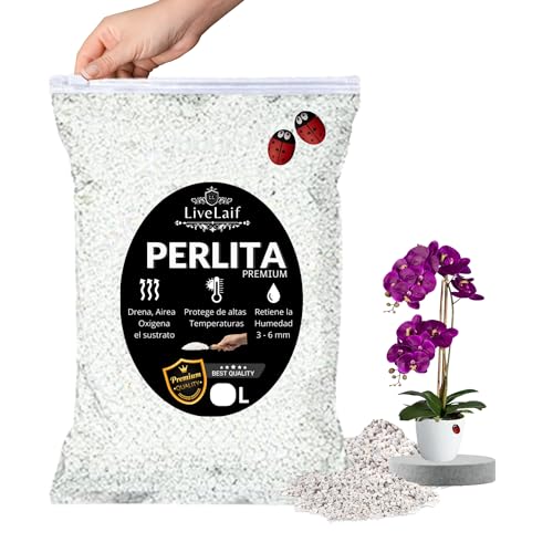 LiveLaif®- 5 L Perlita en Bolsa de Abre/Cierra | 3-6 mm | Perlita para Plantas | Perlita para Sustrato Universal, Sustrato Orquideas, Jardin, Macetas, Cactus, huerto Urbano | Drena y Airea Las raices