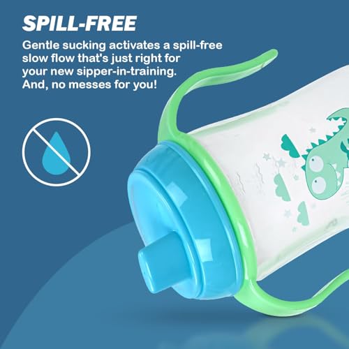 Image of BAYBEE 300ML Baby Sipper Cup for Kids -BPA-Free, Leakproof, Spill-Proof Feeding Bottle with Soft Silicone Handle|Toddler Sippy Cup, Training Bottle for Babies, Infants, Boys & Girls (Green,6M-3Y)